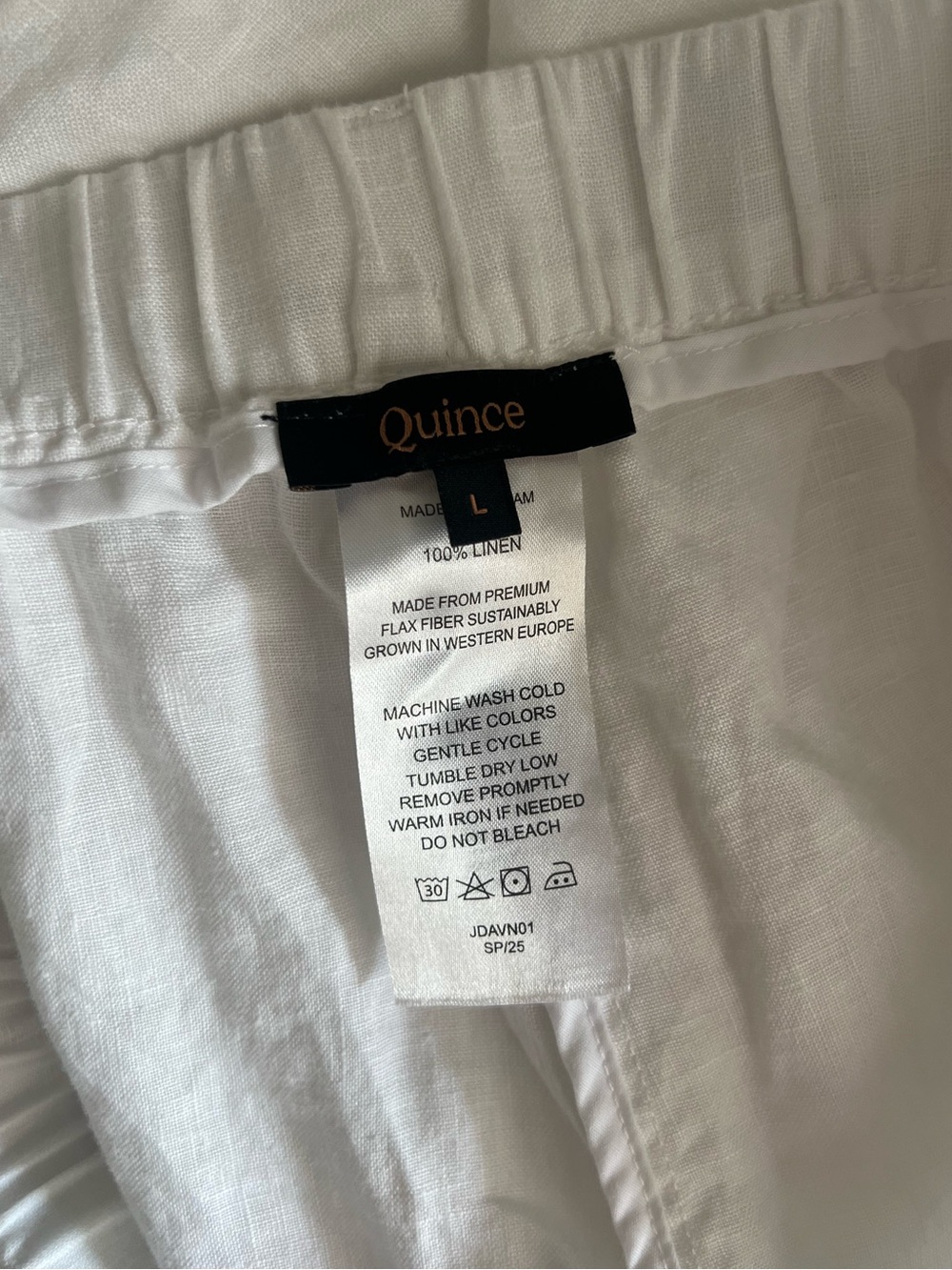 Quince European Linen White Pants Large Lagenlook Coastal Beach Summer Vacation - Picture 4 of 5